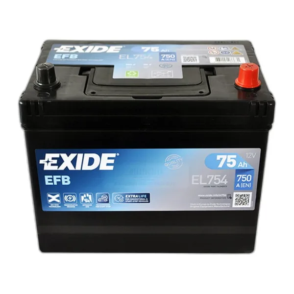 Акумулятор EXIDE 6СТ-75 (0) 750А ASIA Start-Stop EFB (EL754)