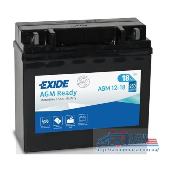 Акумулятор EXIDE 6CT-18 (0) 250A (AGM12-18)