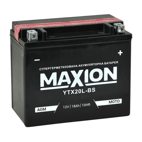 Акумулятор MAXION 12V 18Ah 270A (YTX 20L-BS) AGM сухозаряджена