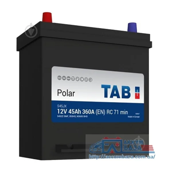 Акумулятор TAB 6СТ-45 (1) 360А Polar ASIA (тонк. кл) (B19)