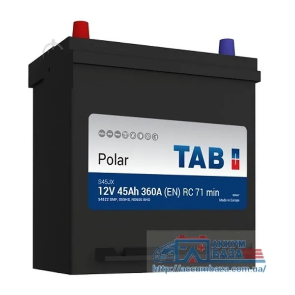 Акумулятор TAB 6СТ-45 (1) 360А Polar ASIA (тонк. кл) (B24)