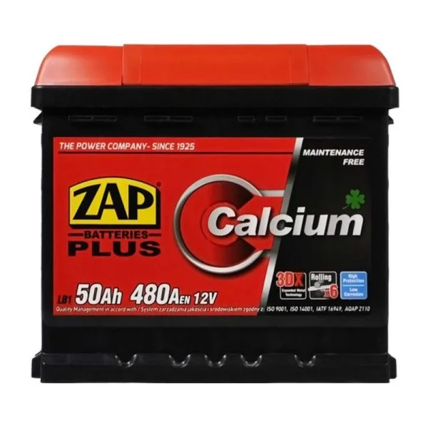 Акумулятор ZAP 6СТ-50 (0) 480A Plus (h=175)