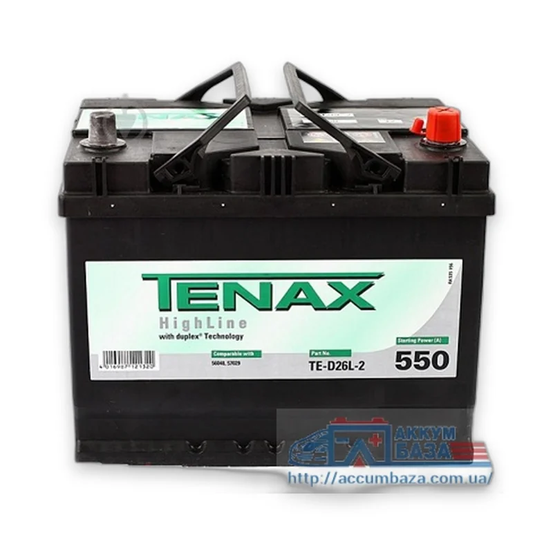 Акумулятор TENAX 6СТ-68 (0) 550A (TE-D26L-2) ASIA