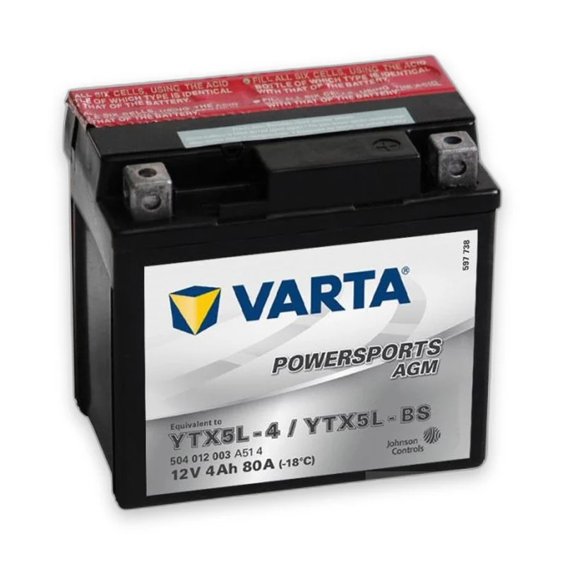 Акумулятор VARTA 12V 4Ah 80A (YTX5L-BS) AGM сухозаряджена